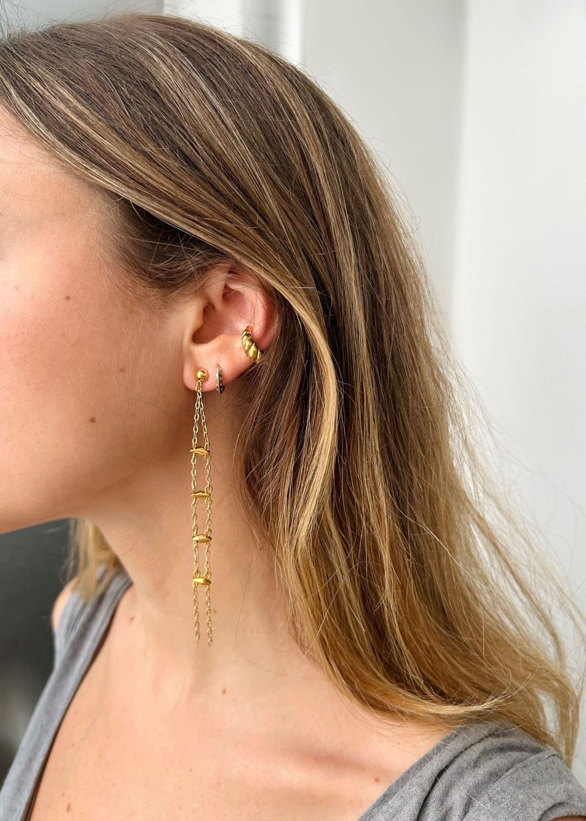 Pendientes doble cadena