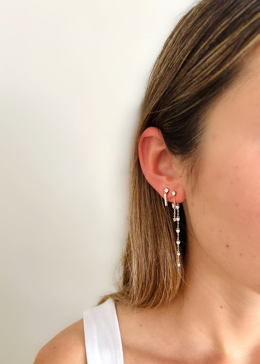 Pendientes Cascada Plata y Circonitas