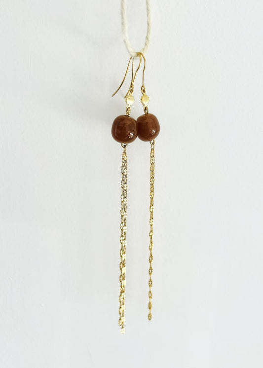 Pendientes de cristal marrón