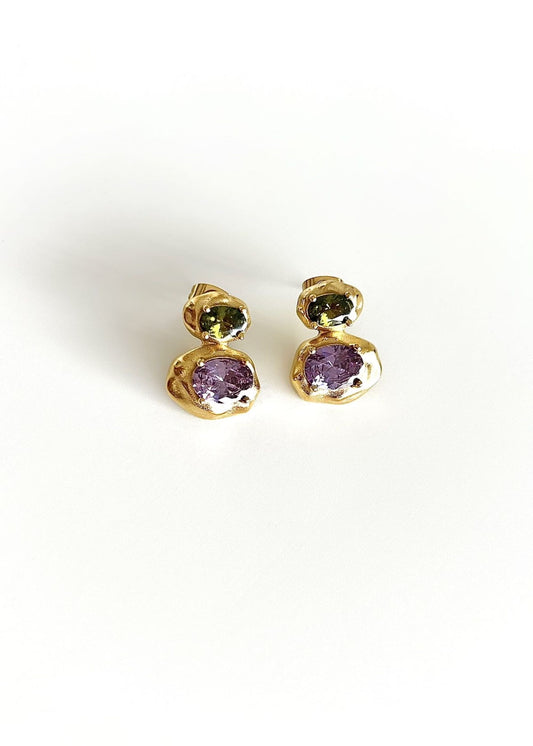 Pendientes martelé con circonitas