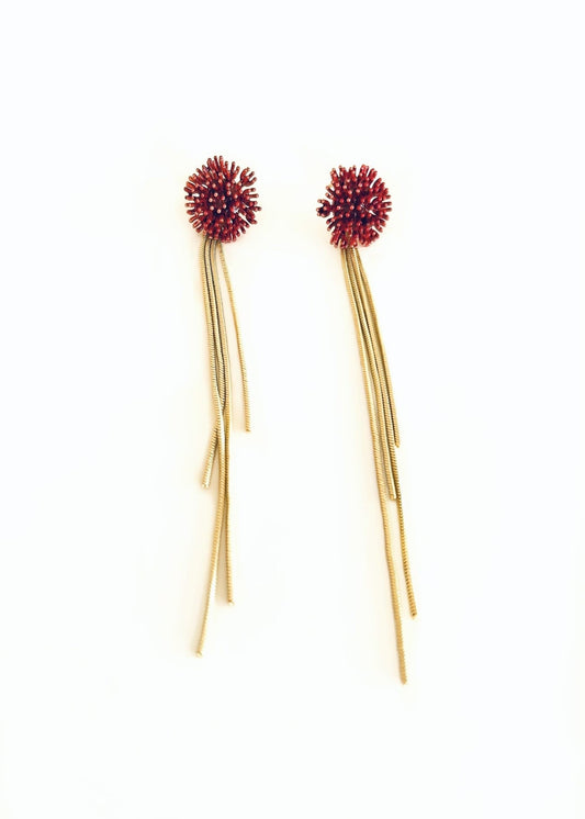 Pendientes flor roja