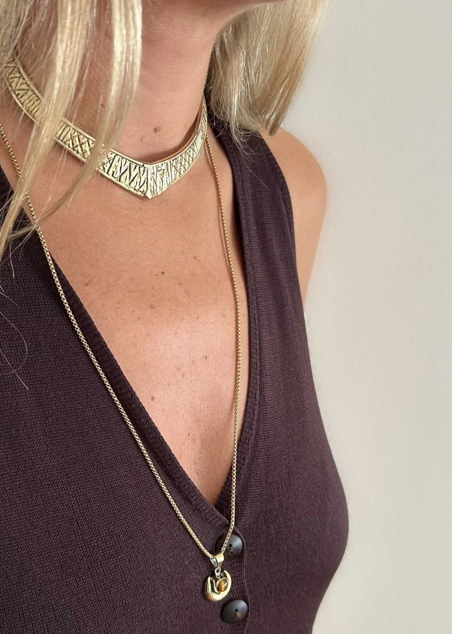Collar colgante ojo de tigre