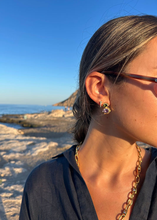 Pendientes martelé con circonitas