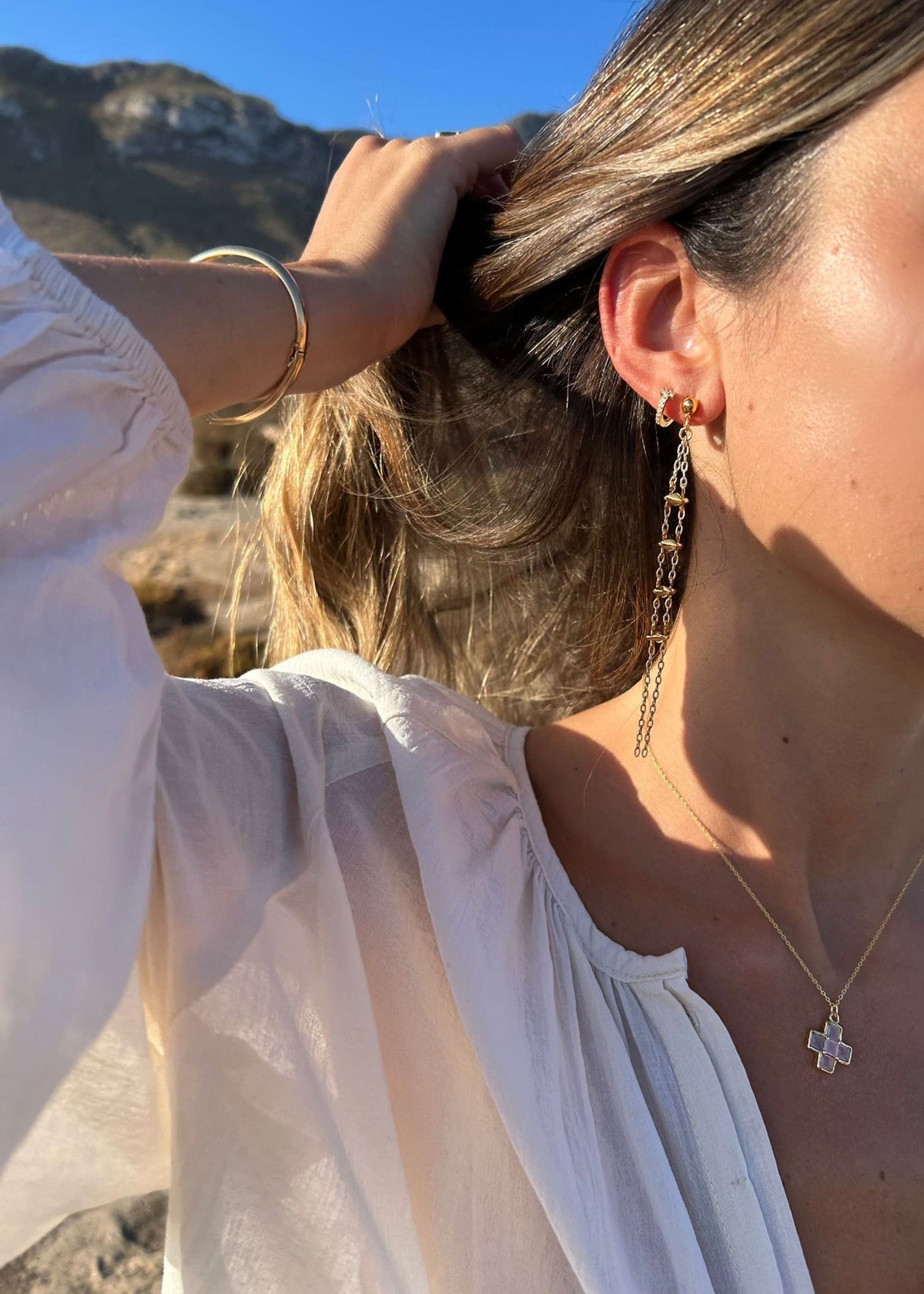 Pendientes doble cadena